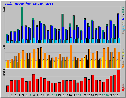 Daily usage for January 2018