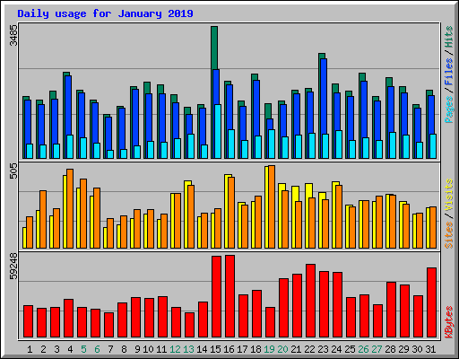 Daily usage for January 2019