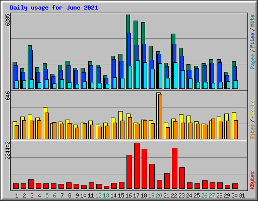 Daily usage for June 2021