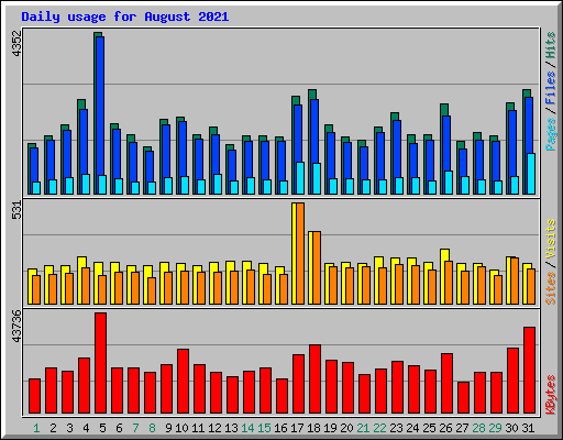 Daily usage for August 2021