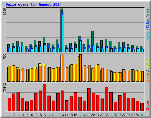 Daily usage for August 2024