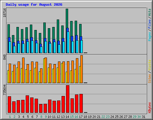 Daily usage for August 2026